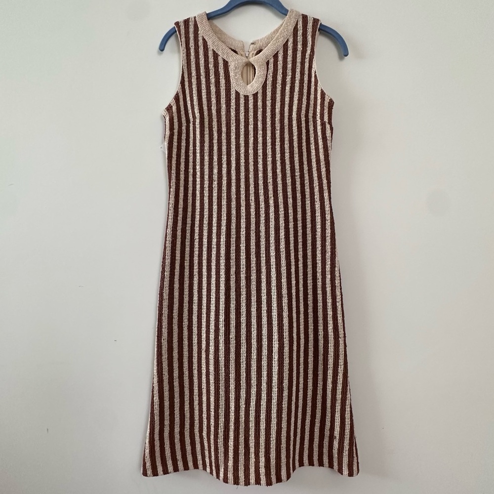 1970s Striped Crochet Dress Sz S